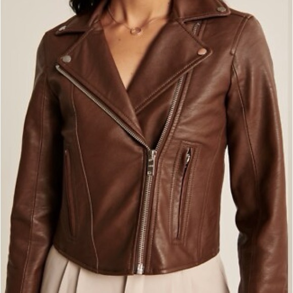 Abercrombie & Fitch Brown Leather Jacket Large - Picture 3 of 3